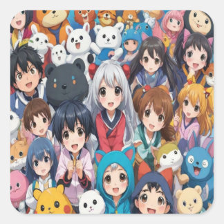 Anime manga pop art lovers pop lovers cartoon  square sticker