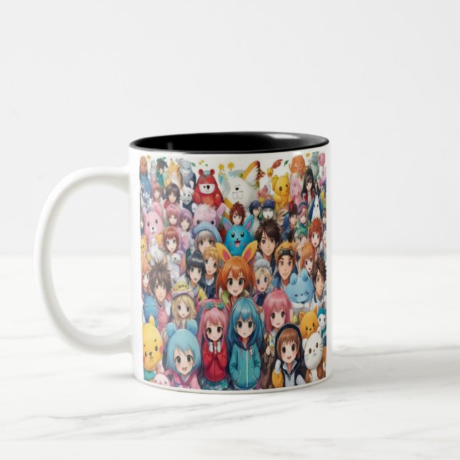 Anime manga pop art lovers pop lovers cartoon Two-Tone coffee mug (Left)