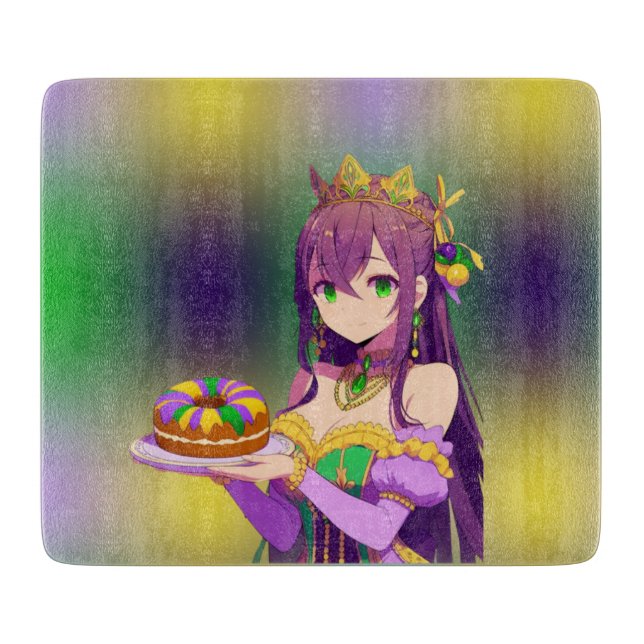 Anime Mardi Gras King cake Cutting Board (Front)