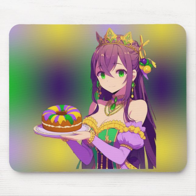 Anime Mardi Gras King cake Mouse Mat (Front)