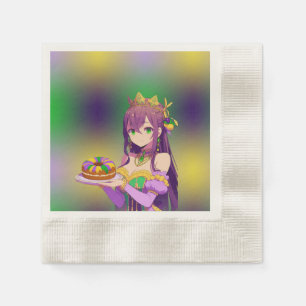 Anime Mardi Gras King cake Napkin
