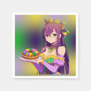 Anime Mardi Gras King cake Napkin