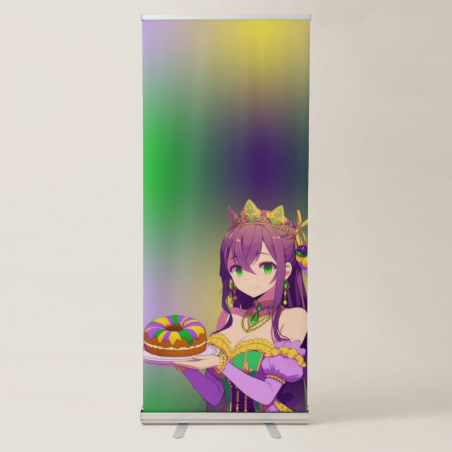 Anime Mardi Gras King cake Retractable Banner (Front)
