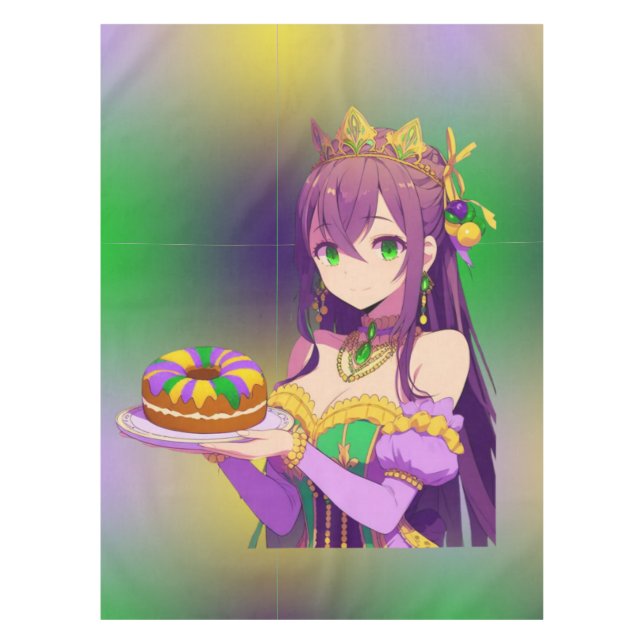 Anime Mardi Gras King cake Tablecloth (Front)