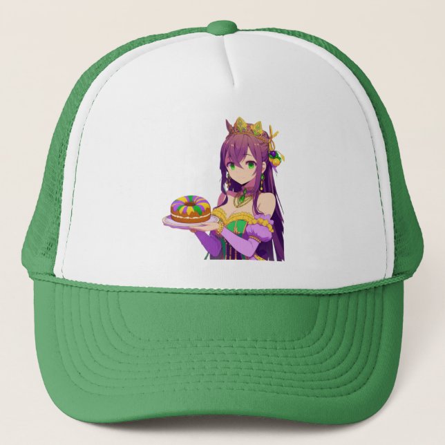 Anime Mardi Gras King cake Trucker Hat (Front)