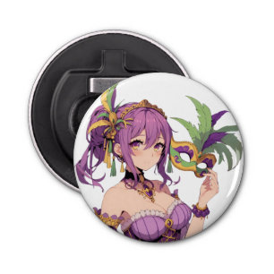 Anime Mardi Gras mask Bottle Opener