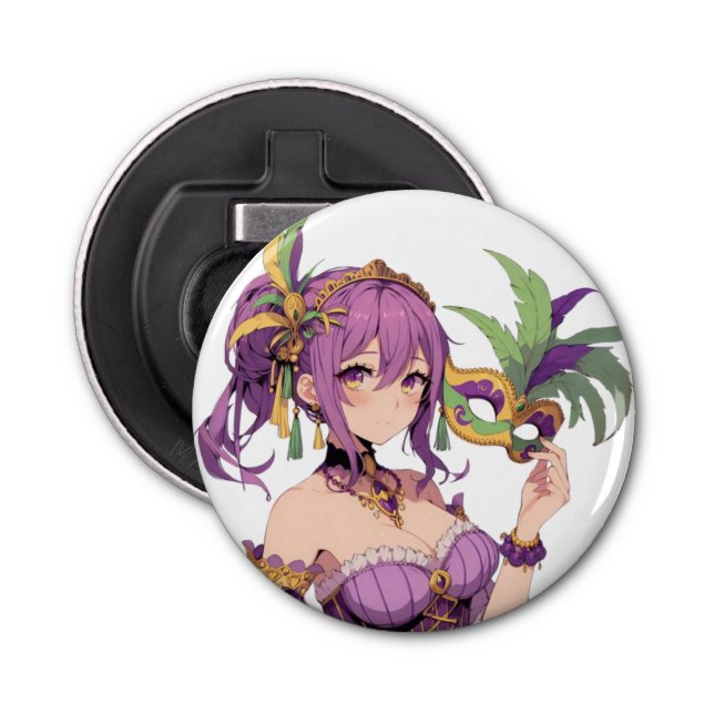 Anime Mardi Gras mask Bottle Opener (Front)