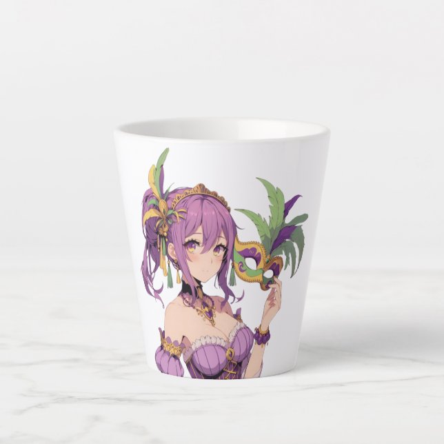 Anime Mardi Gras mask Latte Mug (Front)