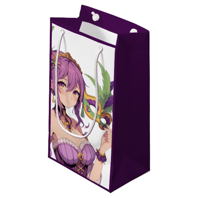 Anime Mardi Gras mask Small Gift Bag (Front Angled)