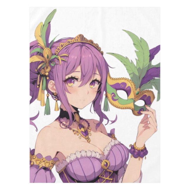 Anime Mardi Gras mask Tablecloth (Front)