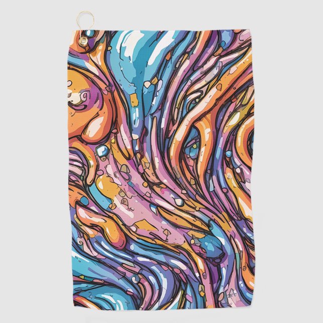 Anime melting plastic texture, Vibrant colours Golf Towel (Front)