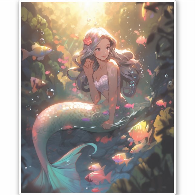 Anime Mermaid Girl Fantasy Art (Front)