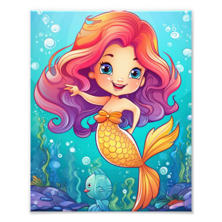 Anime Mermaid Girl Fantasy Art Photo Print