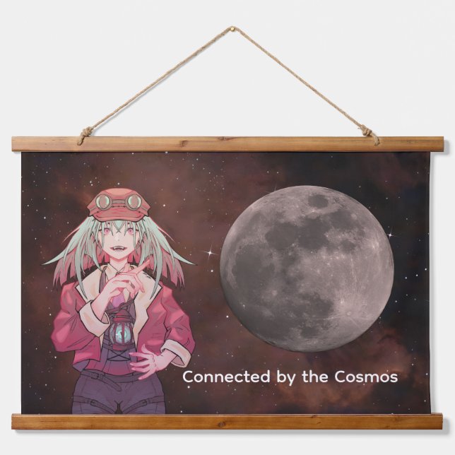 Anime, moon, Nebula Space Hanging Tapestry (Front)