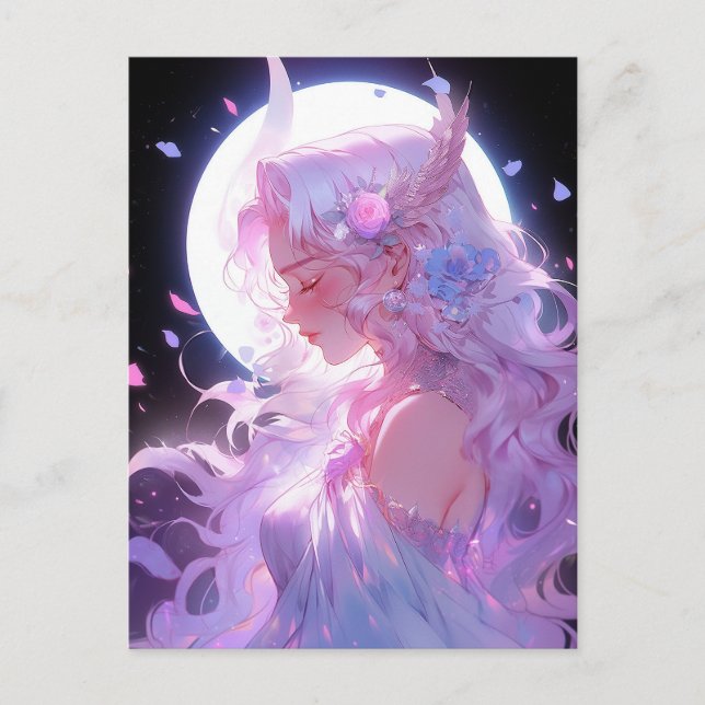Anime Moon Princess Fantasy Art Postcard (Front)