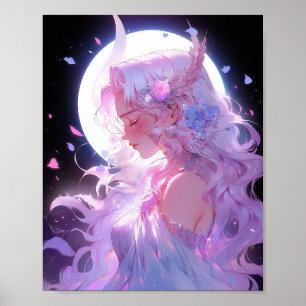 Anime Moon Princess Fantasy Art Poster