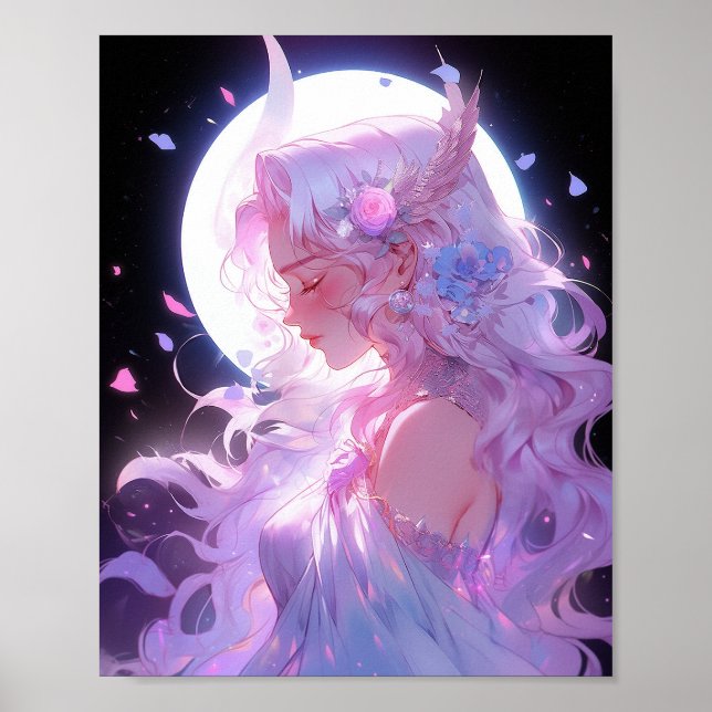 Anime Moon Princess Fantasy Art Poster (Front)