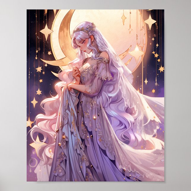 Anime Moon Princess Fantasy Art Poster (Front)