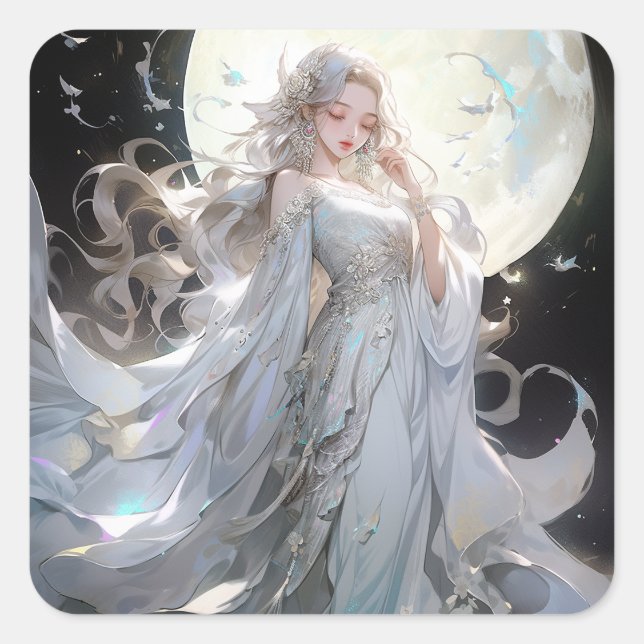 Anime Moon Princess Fantasy Art Square Sticker (Front)