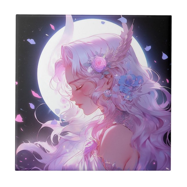 Anime Moon Princess Fantasy Art Tile (Front)