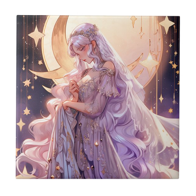 Anime Moon Princess Fantasy Art Tile (Front)