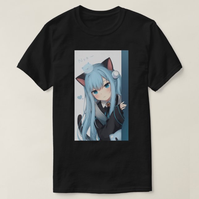 Anime Neko Cat Girl Pastel Kawaii Japanese Waifu O T-Shirt (Design Front)