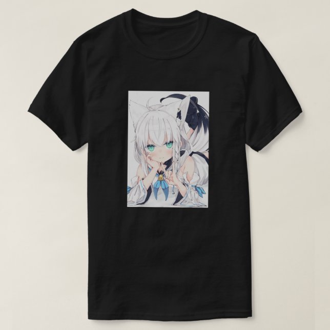 Anime Neko Catgirl Kawaii Waifu Aesthetic Japanese T-Shirt (Design Front)
