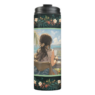 Anime office by the sea thermal tumbler