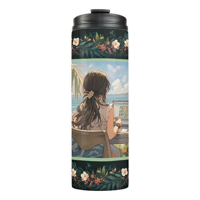 Anime office by the sea thermal tumbler (Front)