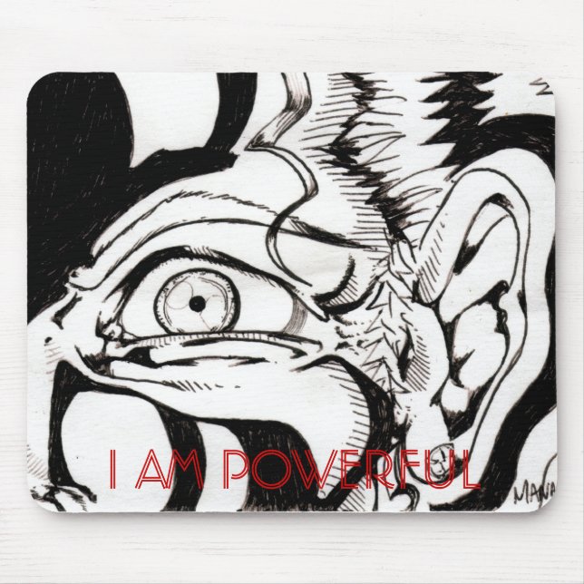 anime old lady, I AM POWERFUL Mouse Mat (Front)