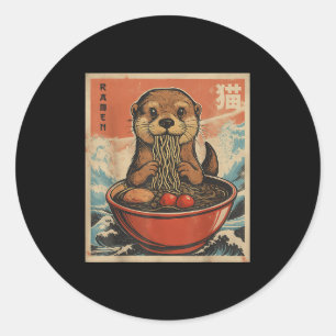 Anime Otter Ramen Japanese Funny Kawaii Gift Men W Classic Round Sticker