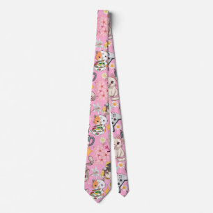 Anime Overload Cute Pattern L Pink BG Tie