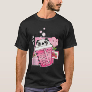Anime Panda Bubble Milk Tea Boba Bear Kawaii Aesth T-Shirt