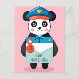Anime Panda, Happy Postcrossing, Postcard