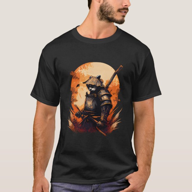 Anime Panda Kawaii Japanese Style Samurai T-Shirt (Front)