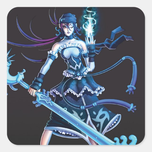 Anime Pirate Girl Square Sticker (Front)
