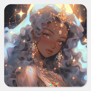 Anime Princess Fantasy Art Square Sticker