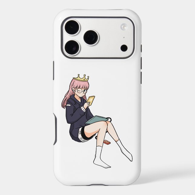 Anime Princess Girl Using Phone Illustration (Back)
