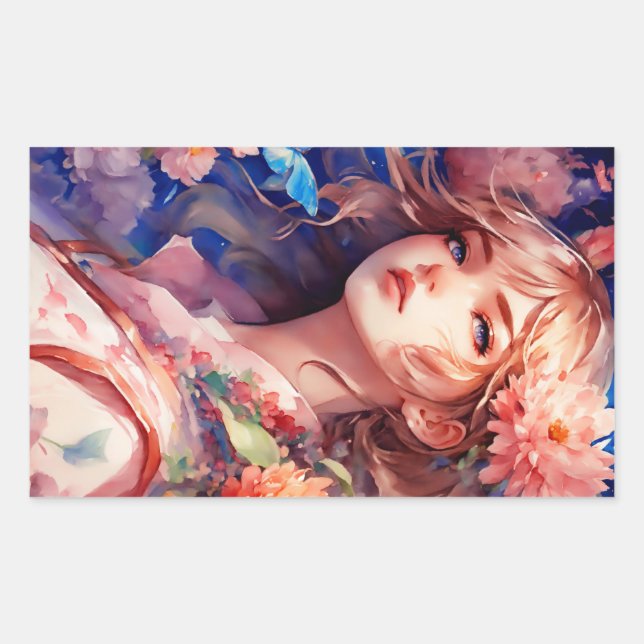 Anime Princess Rectangular Sticker (Front)