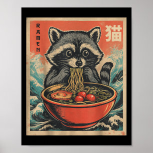 Anime Raccoon Ramen Japanese Funny Kawaii Gift Men Poster