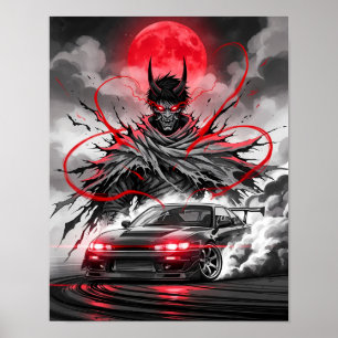 Anime Racing Oni – Sumi-e Ink Street Racer Poster