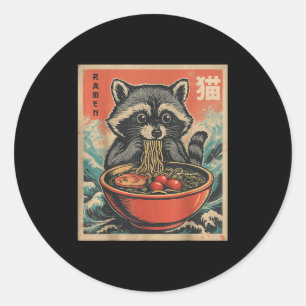 Anime Racoon Ramen Japanese Funny Kawaii Gift Men Classic Round Sticker