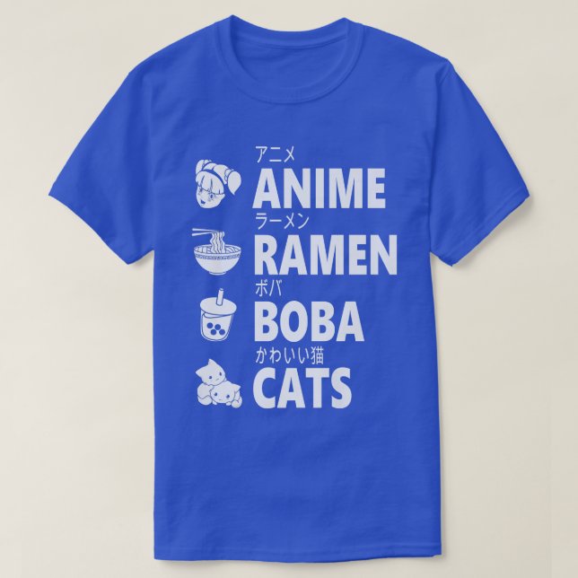 Anime Ramen Boba Cats Japanese Food Lover Manga Ot T-Shirt (Design Front)