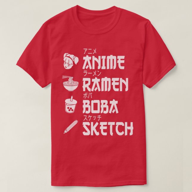 Anime Ramen Boba Sketching Japanese Food Lover Man T-Shirt (Design Front)