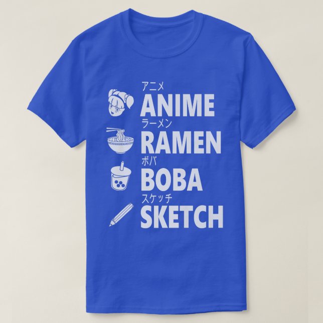Anime Ramen Boba Sketching Japanese Food Lover Man T-Shirt (Design Front)