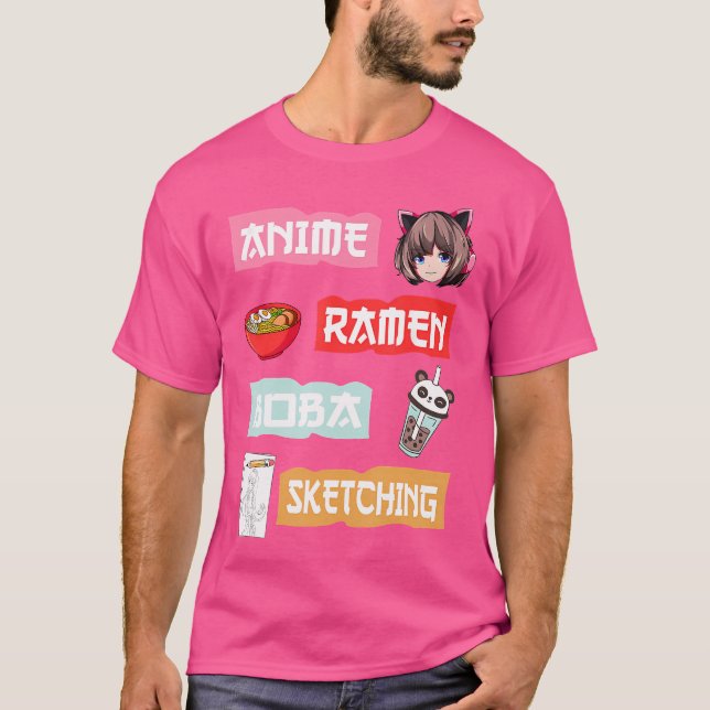 Anime Ramen Boba Sketching - Kawaii Anime Lover Gi T-Shirt (Front)