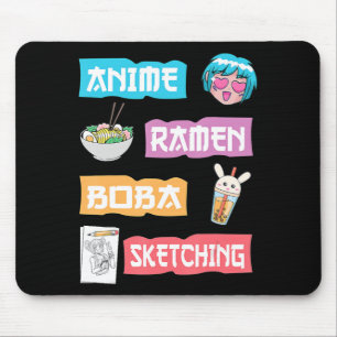 Anime Ramen Boba Sketching  Kawaii Anime Lover Mer Mouse Mat