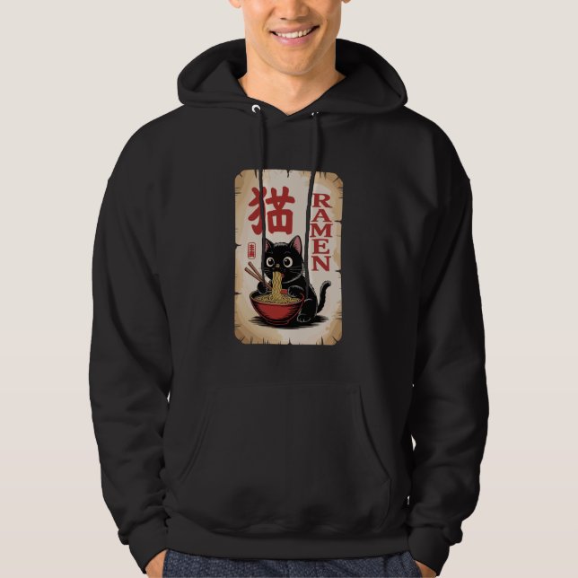 Anime Ramen Cat Cute Noodle Food Lover Theme Hoodie (Front)