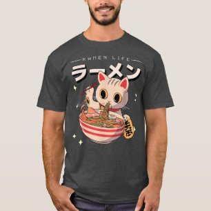 Anime Ramen Cat Japanese Noodles Retro Gold Lucky T-Shirt