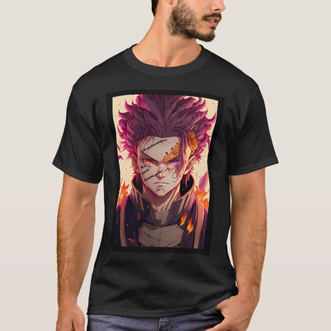 Anime Red Hair Warrior God T-Shirt (Front)